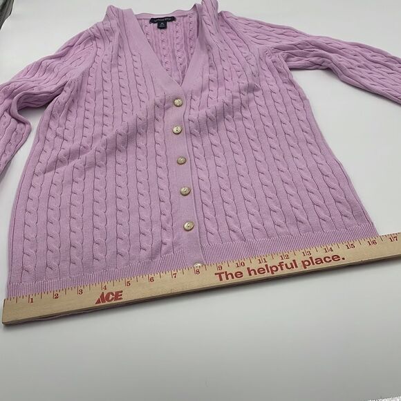 Pink cable knit lands end 100% baumwolle cardigan sweater - Picture 10 of 12